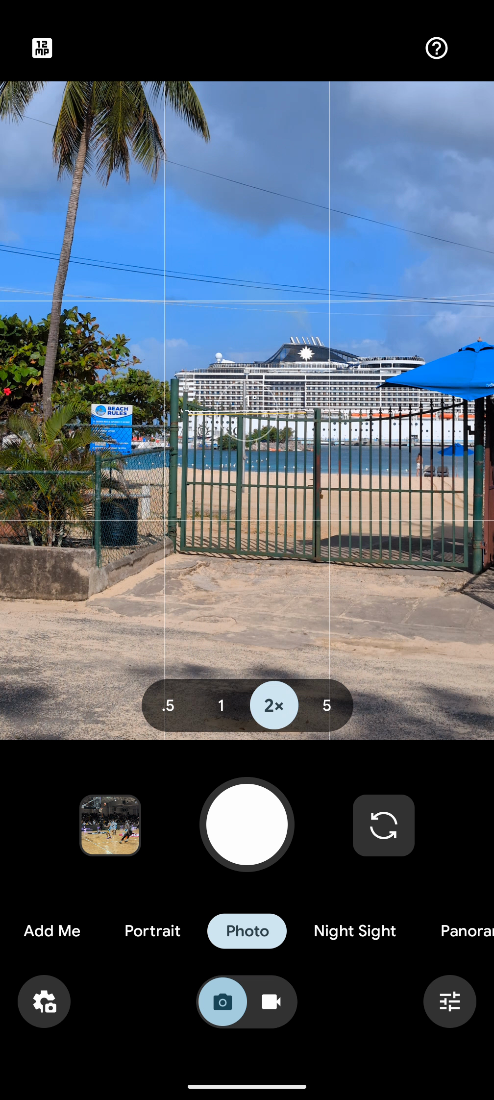 Cruise ship visible through the port fence at Ocho Rios